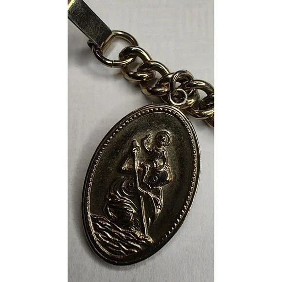 Vintage Gold Tone Charm Bracelet Airplane Cruise Ship Train Engine Florida Cross - Picture 2 of 13